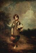 Thomas Gainsborough Cottage Girl with Dog and pitcher Norge oil painting reproduction